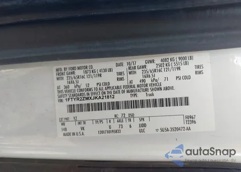 2018 Ford Transit-250 from USA, damaged, VIN 1FTYR2ZMXJKA21812